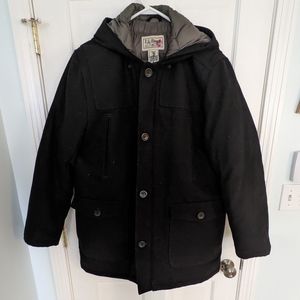 LL Bean Down Insulation Wool Coat - Black